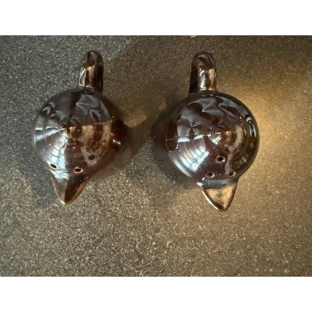VTG 1950s Ceramic Salt And Pepper Shakers Brown Coffee Pot S Japan Retro MCM